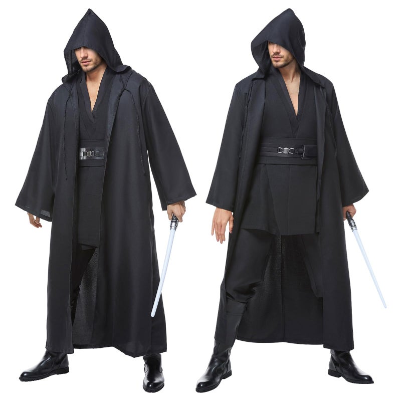 Wecos Tunic Hooded Robe Knight Costume Outfits Halloween Cosplay Costume for Mens Three Versions - Image 5